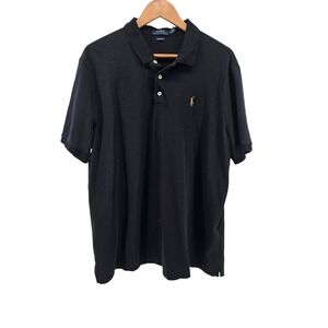 Polo Ralph Lauren Men's XL Classic Fit Polo Shirt Black Mesh Short Sleeve Cotton